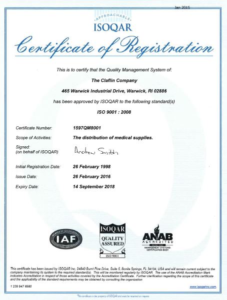 ISO Certificate - Claflin ALM